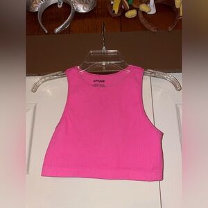 Garage Pink Ribbed Crop Tank Top